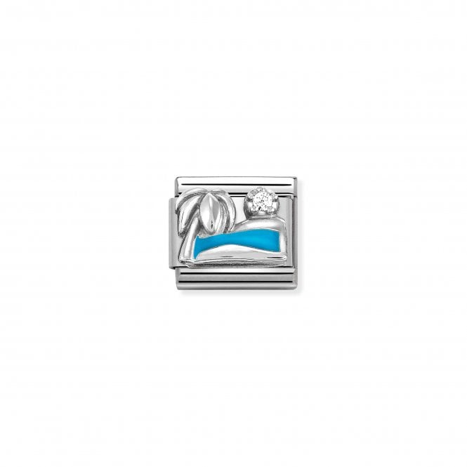 NOMINATION ITALY Classic Stainless Steel and CZ Palm Tree and Sea Charm