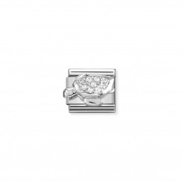 Classic Stainless Steel and CZ Sea Turtle Charm