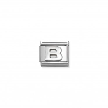 Classic Stainless Steel Oxidised Letter B Charm