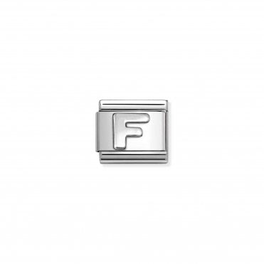 Classic Stainless Steel Oxidised Letter F Charm