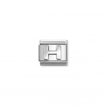 Classic Stainless Steel Oxidised Letter H Charm