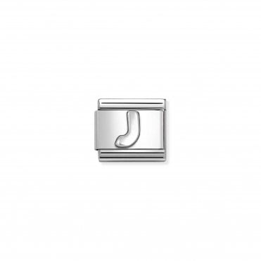 Classic Stainless Steel Oxidised Letter J Charm