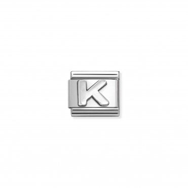 Classic Stainless Steel Oxidised Letter K Charm