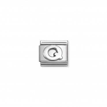Classic Stainless Steel Oxidised Letter Q Charm