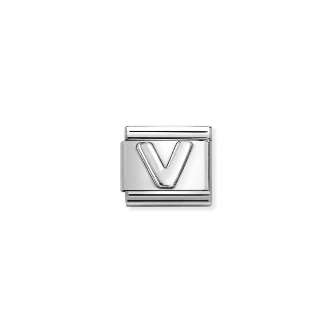 NOMINATION ITALY Classic Stainless Steel Oxidised Letter V Charm