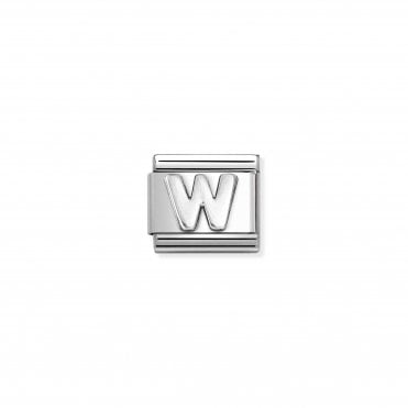 Classic Stainless Steel Oxidised Letter W Charm