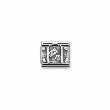Classic Stainless Steel Oxidised Suitcase Charm
