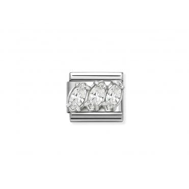 Classic White CZ Trilogy Drop Charm