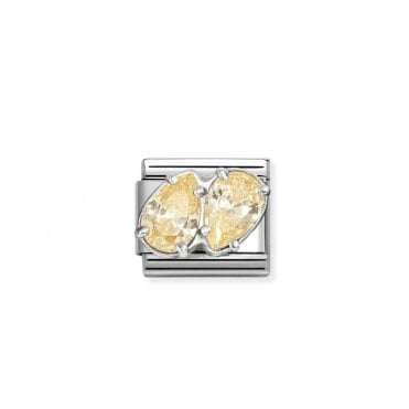 Classic Yellow CZ Twin Drops Charm