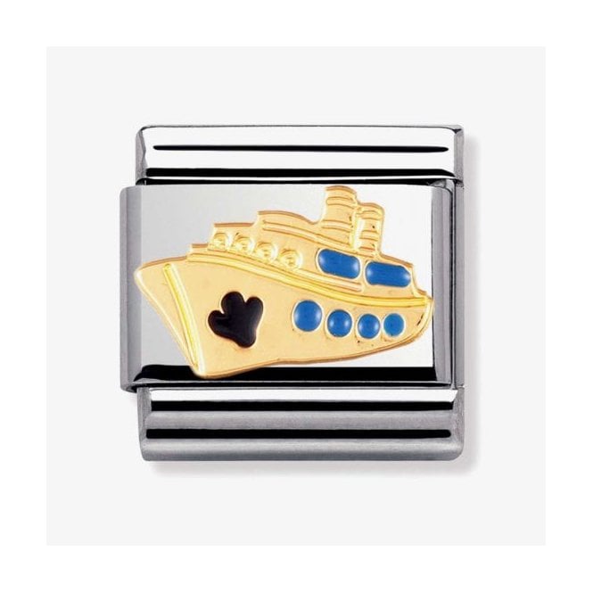 NOMINATION ITALY Classic Yellow Gold and Enamel Cruise Ship Charm