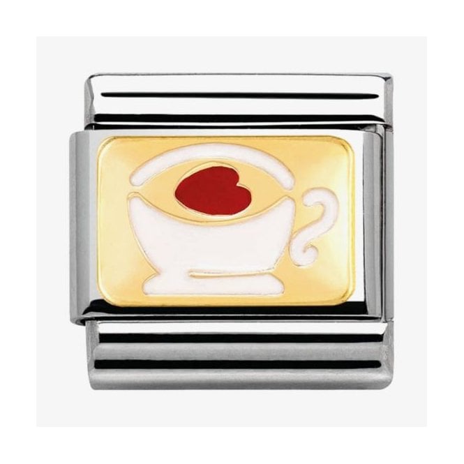NOMINATION ITALY Classic Yellow Gold and Enamel Cup with Heart Charm