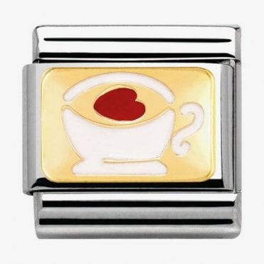 Classic Yellow Gold and Enamel Cup with Heart Charm