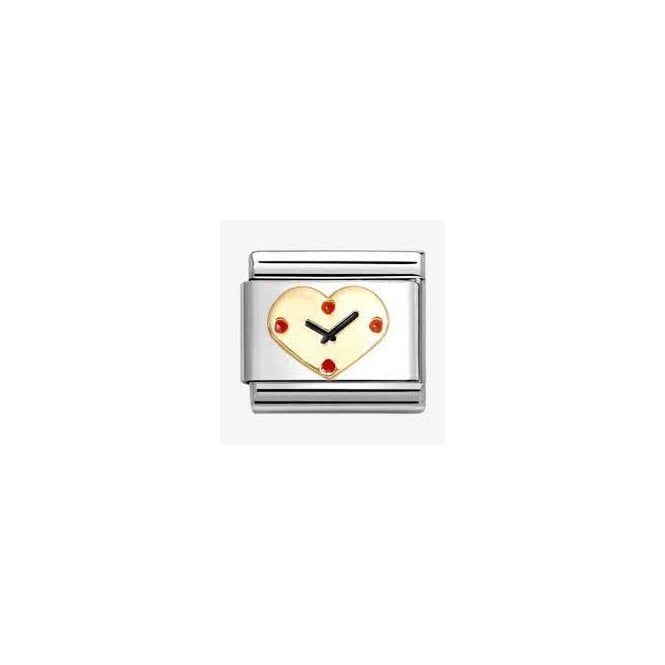 NOMINATION ITALY Classic Yellow Gold and Enamel Heart Clock Charm