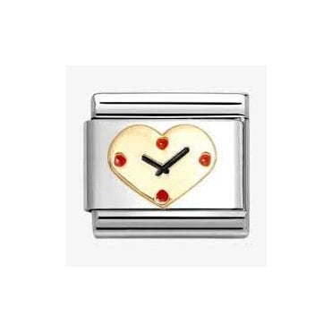 Classic Yellow Gold and Enamel Heart Clock Charm