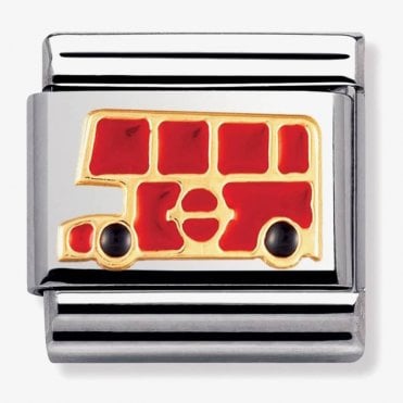Classic Yellow Gold and Enamel London Bus Charm