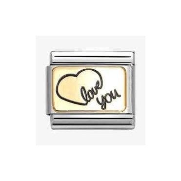 Classic Yellow Gold and Enamel Love You Plate Charm
