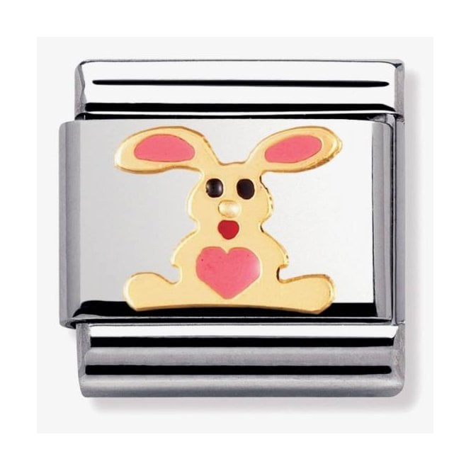 NOMINATION ITALY Classic Yellow Gold and Enamel Pink Rabbit Charm