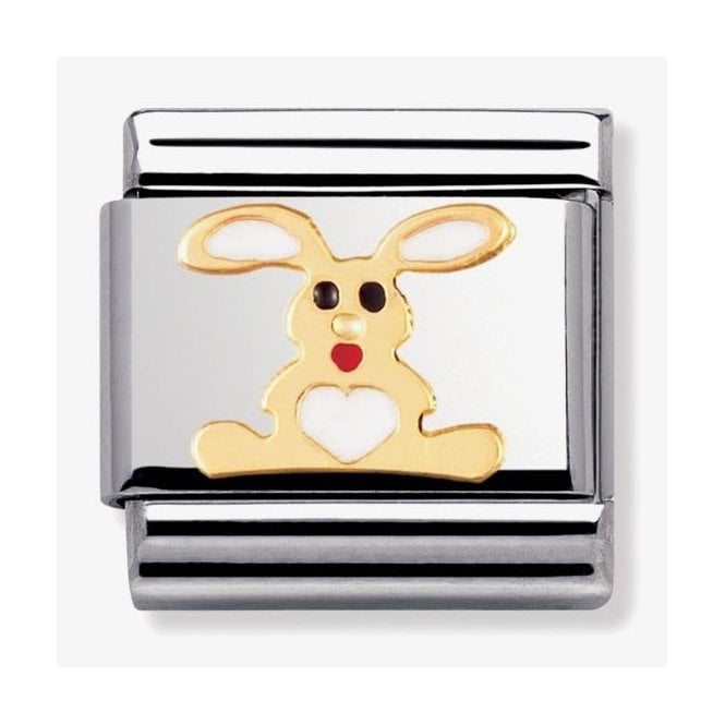 NOMINATION ITALY Classic Yellow Gold and Enamel White Rabbit Charm