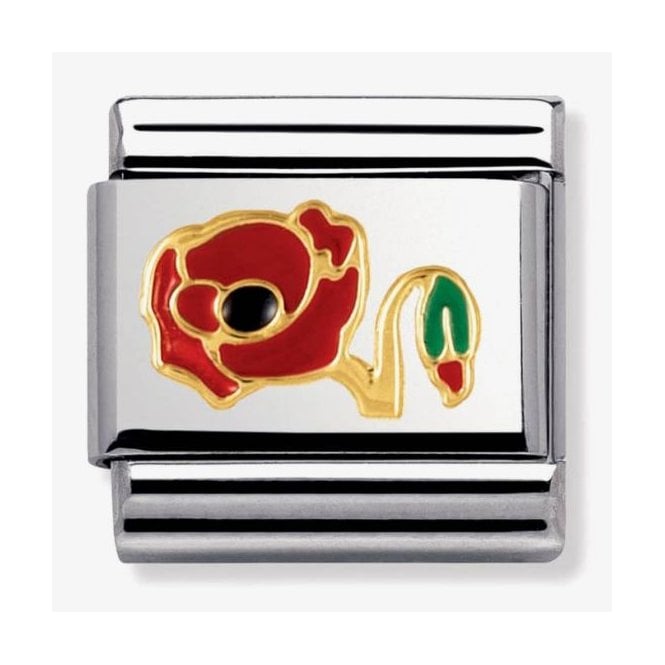 NOMINATION ITALY Classic Yellow Gold and Red Poppy Charm
