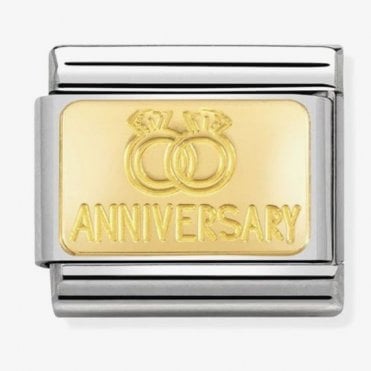Classic Yellow Gold Anniversary with Rings Charm