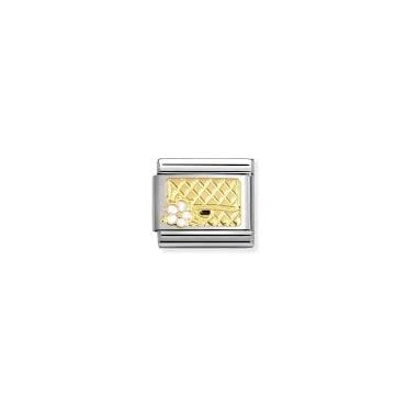 Classic Yellow Gold Bag with Flower Charm
