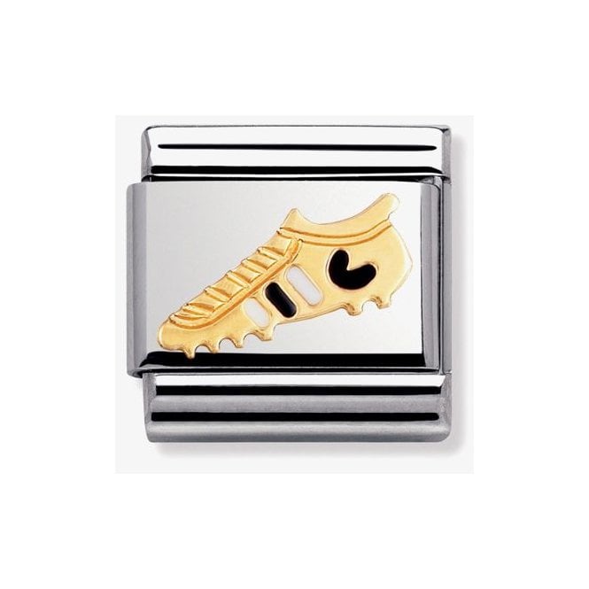 NOMINATION ITALY Classic Yellow Gold Black and White Football Boot Charm