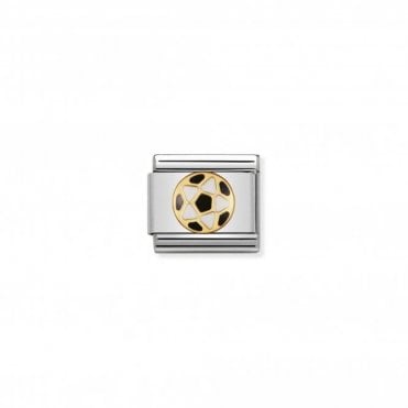 Classic Yellow Gold Black and White Football Charm