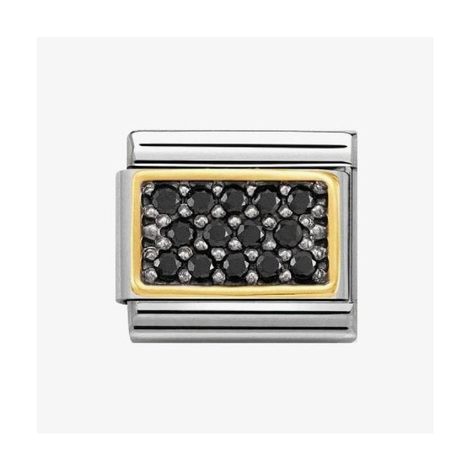 NOMINATION ITALY Classic Yellow Gold Black CZ Plate Charm