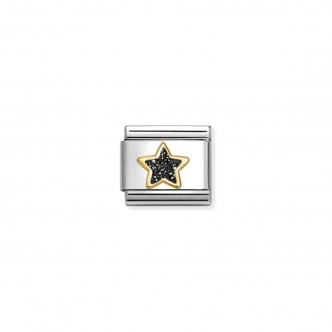 NOMINATION ITALY Classic Yellow Gold Black Glitter Star Charm