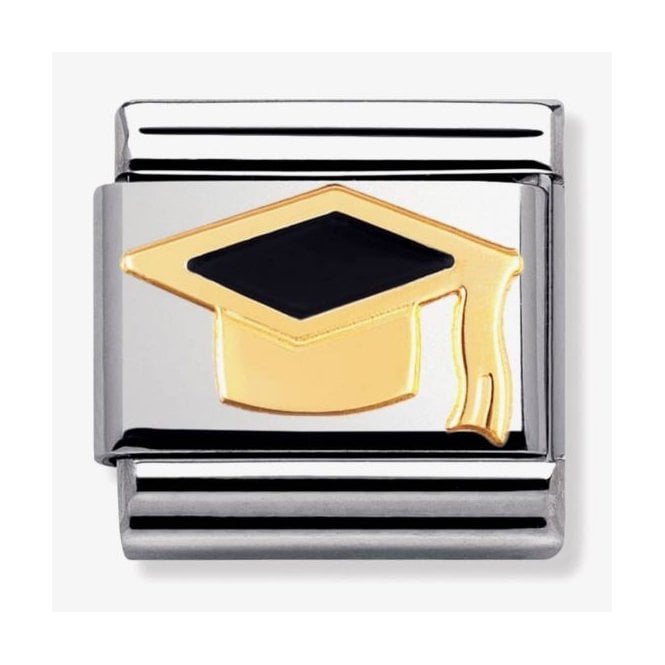 NOMINATION ITALY Classic Yellow Gold Black Graduate Hat Charm
