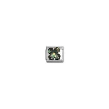 Classic Yellow Gold Black Mother of Pearl Flower Charm