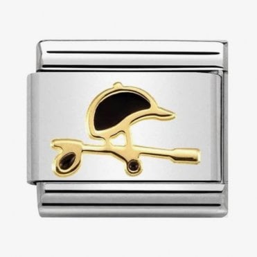 Classic Yellow Gold Black Whip and Hat Charm