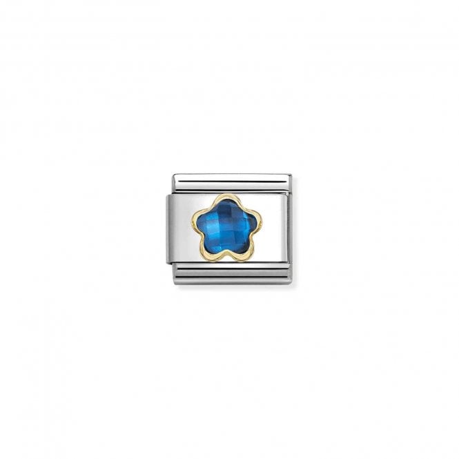 NOMINATION ITALY Classic Yellow Gold Blue CZ Flower Charm