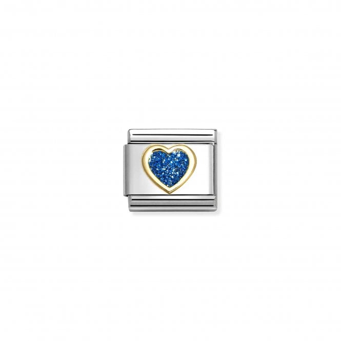 NOMINATION ITALY Classic Yellow Gold Blue Glitter Heart Charm