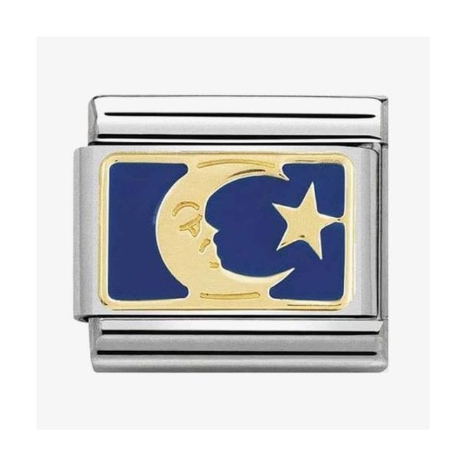 NOMINATION ITALY Classic Yellow Gold Blue Moon Plate Charm