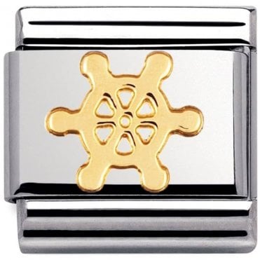 Classic Yellow Gold Boat's Wheel Charm