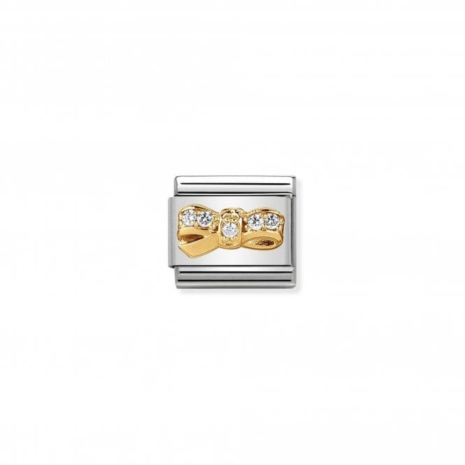 NOMINATION ITALY Classic Yellow Gold Bow with White CZ Charm