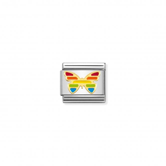 NOMINATION ITALY Classic Yellow Gold Butterfly Rainbow Charm.