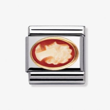 Classic Yellow Gold Cameo Symbol Stone Charm