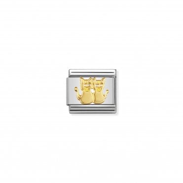 Classic Yellow Gold Cats Charm