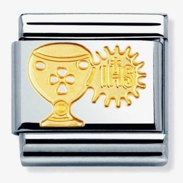 Classic Yellow Gold Chalice and Host Charm