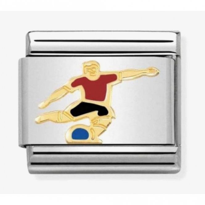 NOMINATION ITALY Classic Yellow Gold Colourful Soccer Player Charm