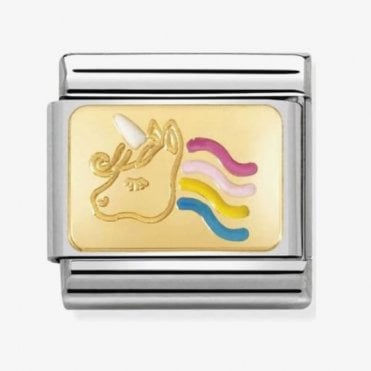 Classic Yellow Gold Colourful Unicorn Charm