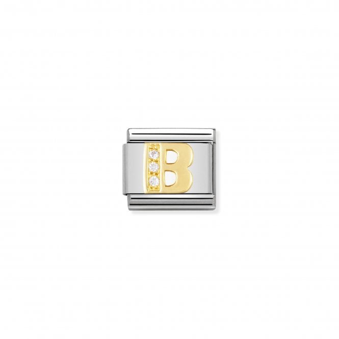 NOMINATION ITALY Classic Yellow Gold & CZ Letter B Charm