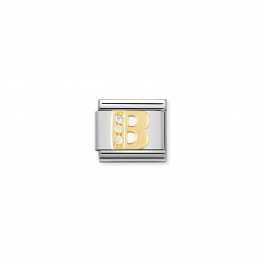Classic Yellow Gold & CZ Letter B Charm