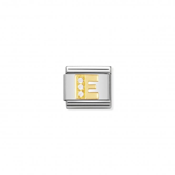 NOMINATION ITALY Classic Yellow Gold & CZ Letter E Charm