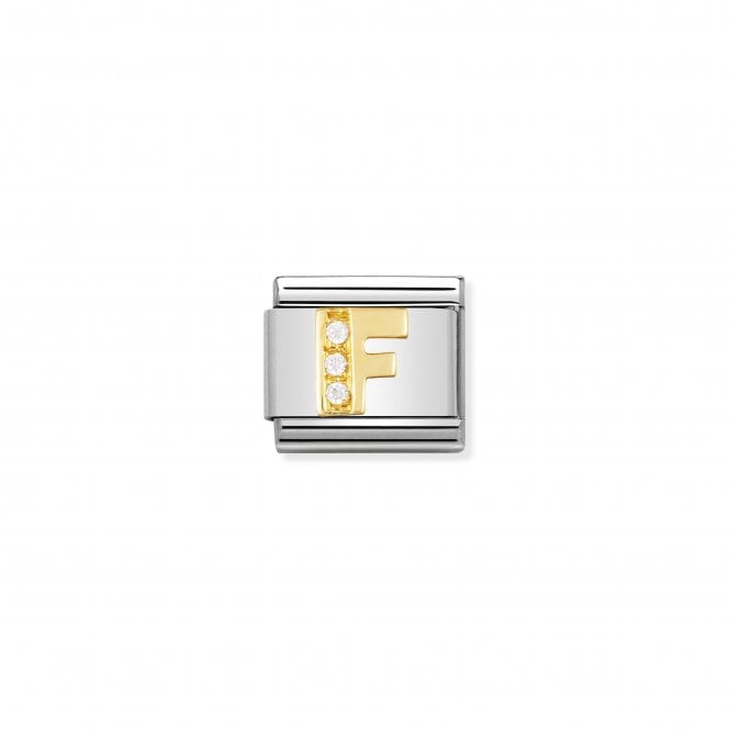 NOMINATION ITALY Classic Yellow Gold & CZ Letter F Charm