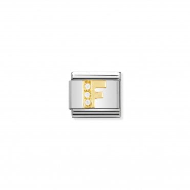 Classic Yellow Gold & CZ Letter F Charm