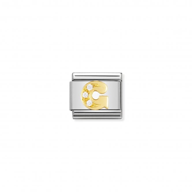 NOMINATION ITALY Classic Yellow Gold & CZ Letter G Charm