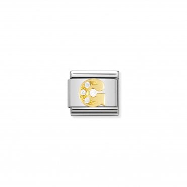 Classic Yellow Gold & CZ Letter G Charm